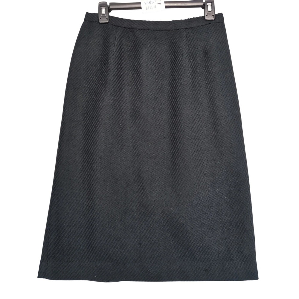 Vintage Y2K Metrostyle Black Textured Knee-Length Skirt‎ Sz 8 Lined Career Goth